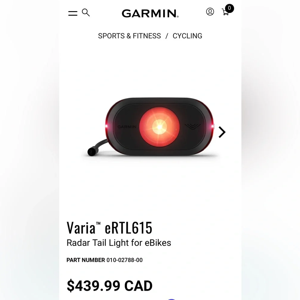 Garmin Varia eRTL615 Bike Sensor Rear Light - Picture 1 of 3